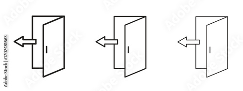 Exit icon, outline sign, linear symbols