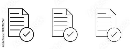 Document accepted icon, outline sign, linear symbols
