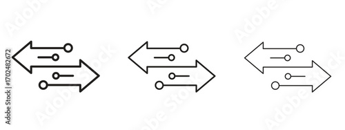 Data transfer icon, outline sign, linear symbols