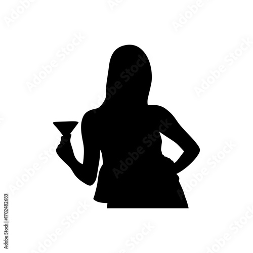 A sophisticated silhouette of a woman holding a martini glass.