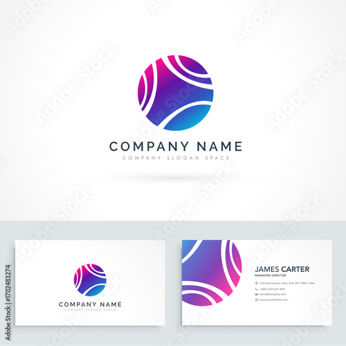 Logo of O letter marbel shape with visiting card