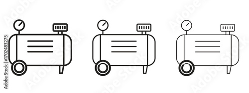 Compressor icon, outline sign, linear symbols
