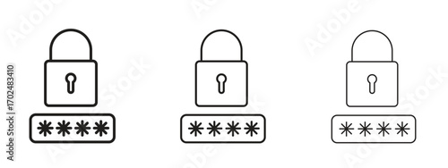 Code lock icon, outline sign, linear symbols