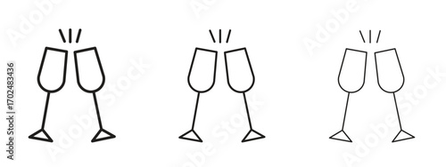 Clinking glasses icon, outline sign, linear symbols