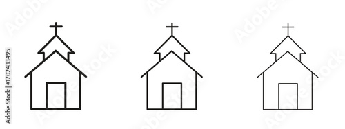 Church icon, outline sign, linear symbols