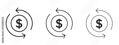 Cash flow icon, outline sign, linear symbols