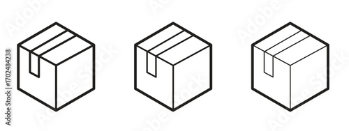 Boxes icon, outline sign, linear symbols