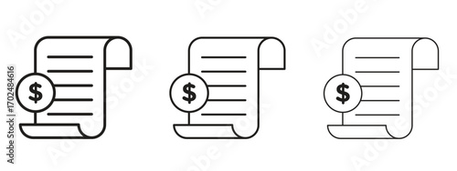 Billing icon, outline sign, linear symbols