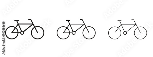 Bicycle icon, outline sign, linear symbols