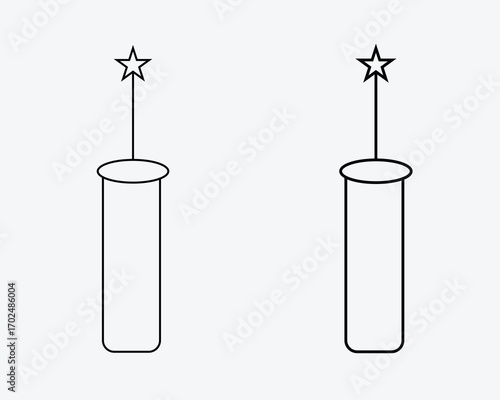 Two Simple Line Art Trophies with Stars on a White Background