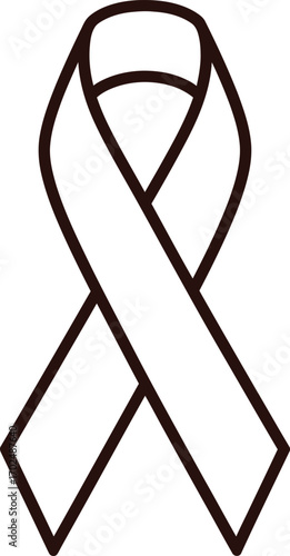 Black outline of a ribbon, awareness symbol.