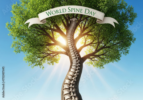 Tree with spine as trunk celebrating world spine day