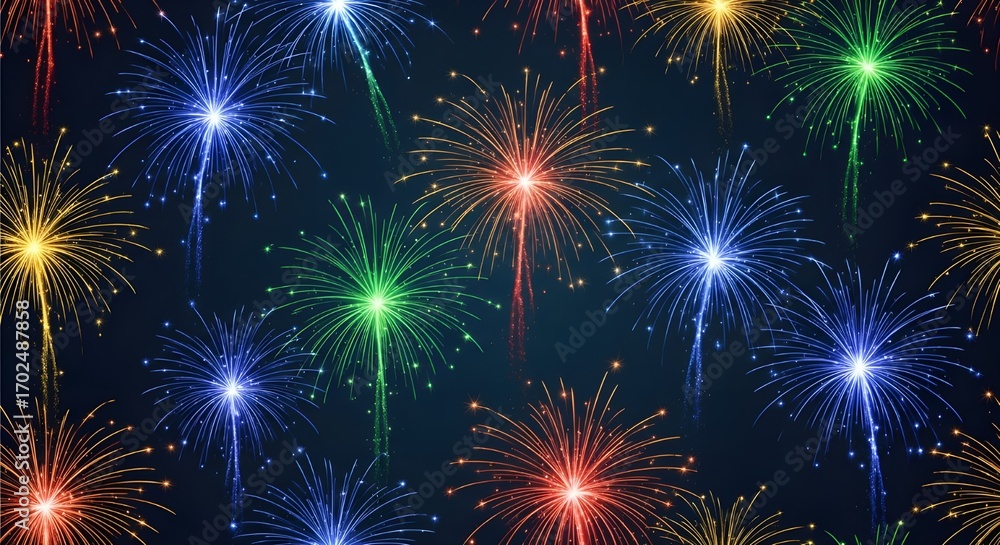 Naklejka premium Abstract colorful fireworks seamless pattern background design