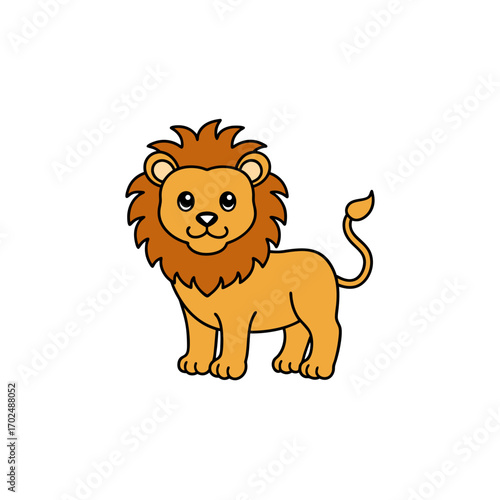 A powerful and bold lion illustration. A symbol of majesty and power, the lion is depicted in detail, highlighting its iconic mane. Its visual style can be adapted for a variety of purposes, from bran