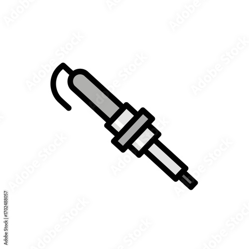 Soldering iron heats parts within isolated white space