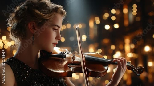 Flatlay scene showcases a vintage violin on linen with refined shadows for elegant musical storytelling Video 4K UHD 60fps