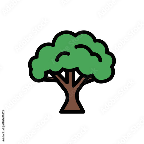 Isolated cartoon tree grows silently outdoors vector illustration