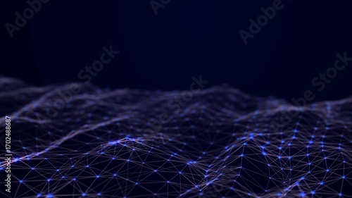 Technological design of network connection. Abstract background with intertwined dots and lines. 3D rendering.