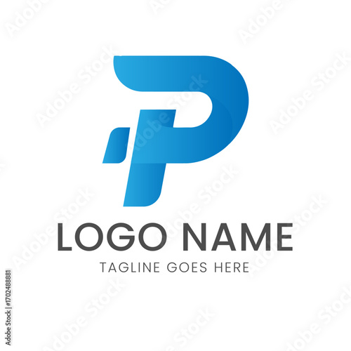 A dynamic logo with a stylized letter 'P' in a folded, ribbon-like shape with a blue gradient, representing motion and modernity. Free Download A dynamic logo with a stylized letter 'P' in a folded, ribbon-like shape with a blue gradient, representing motion and modernity. - GFXLoad
