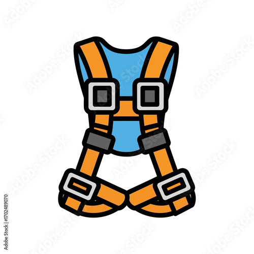 Safety harness secures workers overhead on white