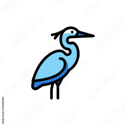 Stylized heron stands calmly outlined icon simple
