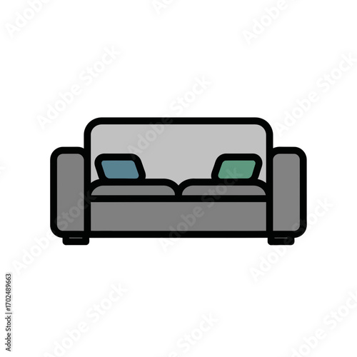 Gray couch supports cushions in furniture showroom display