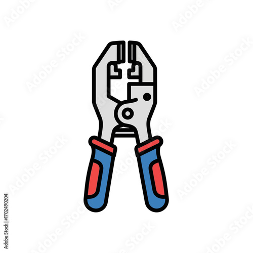 Gray pliers clamps objects on white background illustration tool