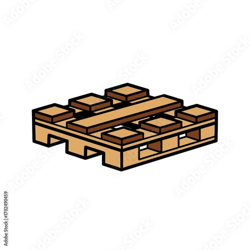 Wooden pallet supports goods distribution isolated background