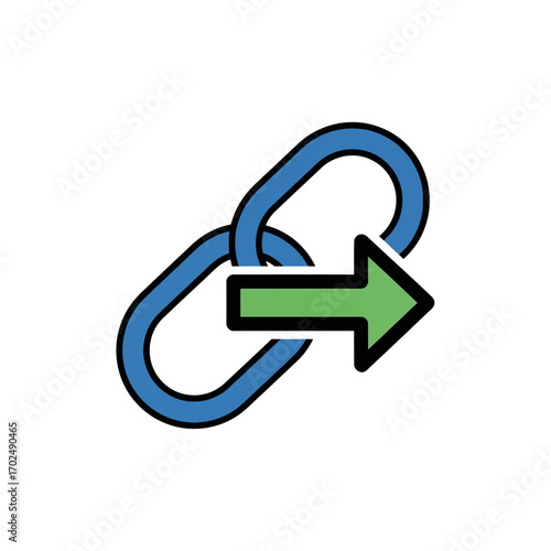 Chain icon redirects towards another link on white