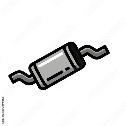 Exhaust muffler emits fumes in automotive setting isolated