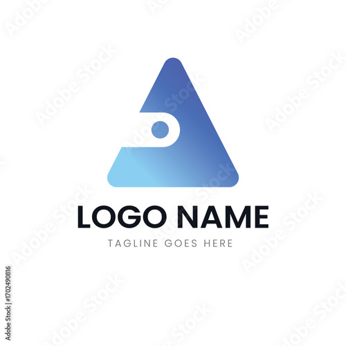 Free Download A modern, blue gradient triangle logo with a circular accent and a cutout section, on a clean white background. - GFXLoad