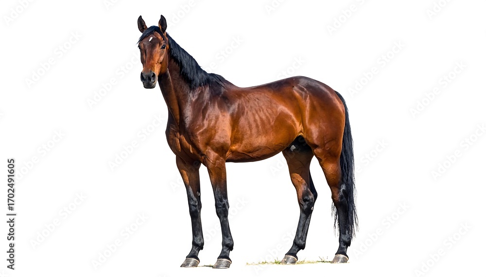Fototapeta premium Brown horse, full shot, white background