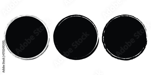 Brush circles. grunge circles. Brush circles deign. Brush red stroke circle frame, hand drawn rough scribble texture effect red circle, grunge crayon stamp. Grunge circles brush set. Black circle