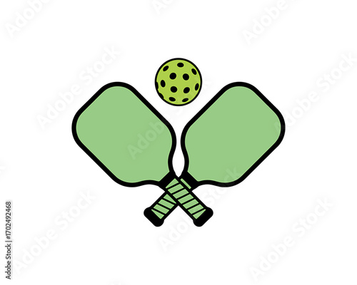 Pickleball paddles crossed with ball vector illustration for recreational activity or sport concept design representing teamwork and competition