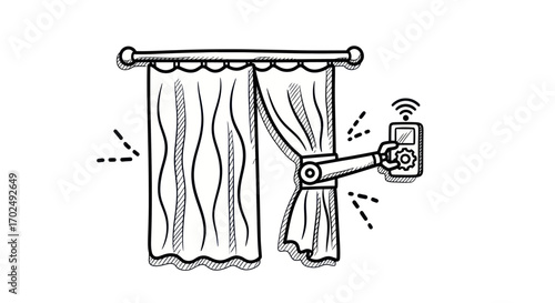 Automated Curtain Opening with Robotic Arm.