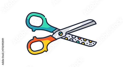 Colorful Doodle-Style Scissors with Patterned Blades.