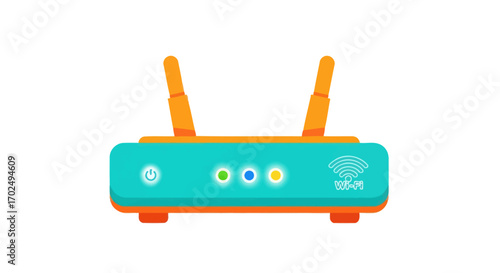 Colorful Wireless Router with Antennae.