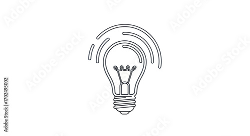Light Bulb with Signal Waves: Innovation and Connectivity Symbol.