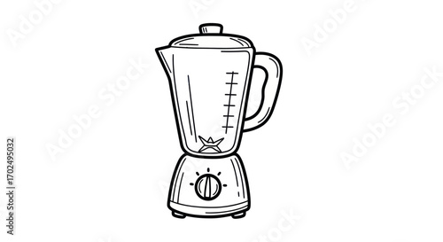 Hand-drawn illustration of a vintage blender with a glass jar.