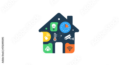 Smart Home Technology System Illustration.