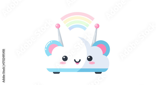 Cute Cartoon Cloud with Rainbow Antennae.