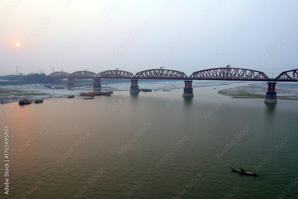 Fototapeta premium A bridge in Bangladesh. Ganges River Bridge in Bangladesh