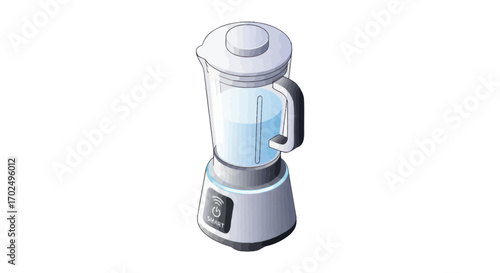 Modern Electric Blender with Clear Glass Jar and Lid.