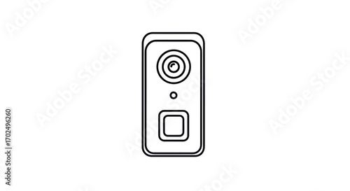 Line Art Illustration of a Smart Video Doorbell.