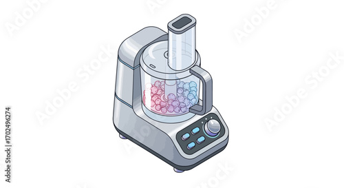 Modern Electric Food Processor with Ingredients.