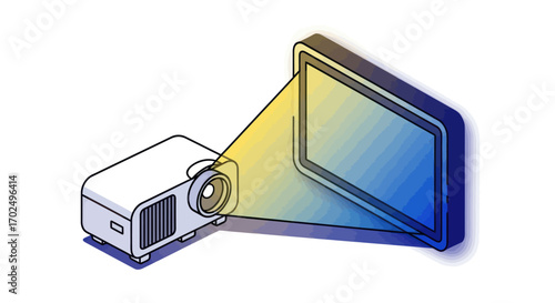 Projector casting light onto a screen creating a vibrant display.