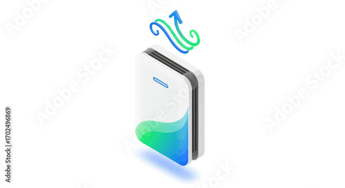 Modern Air Purifier with Airflow Visualization.