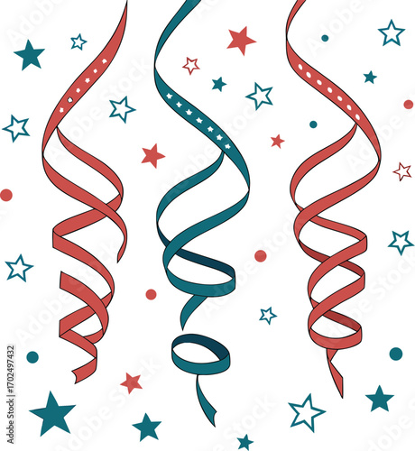 Dynamic party streamer ribbons celebration decoration vector art