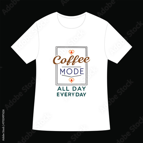 A blank black cotton t-shirt design template for with a coffee design