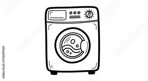 Hand-drawn Outline of a Washing Machine.